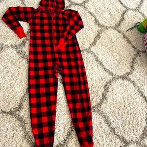 Buffalo Plaid cozy hooded Onesie
